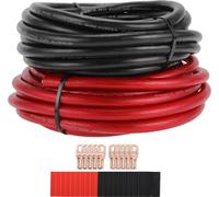 Câble De Mise À La Terre Universel Câble D'Alimentation 25Ft Entièrement Isolé Et Gaine Douce Cca Noir, Rouge 1 Ensemble 1/0 Jauge 12V
