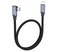 Câble de moniteur USB C court à angle droit 60 cm, USB C 3.2 Gen 2 x 2 4K | Transfert de données 20 Gbit/s, charge 240 W, câble d'affichage vidéo USB C à 90 degrés pour moniteur portable, MacBook, SSD