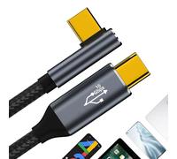 Câble de moniteur USB C vers USB C à 90 degrés, adaptateur USB C vers USB C à 90 degrés - Câble de charge rapide MALE vers MALE de type C | Câble d'adaptateur audio/vidéo, angle de port vidéo, PD100W