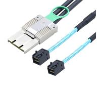 Câble de montage actif en alliage de zinc Dual Express iPass Mini SAS HD SFF-8088 8 x 68P mâle vers 2 x mini SAS HD SFF-8643 36P mâles