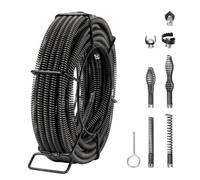 Câble de nettoyage de canalisations-VEVOR-20 m x 16 mm,7 coupeurs pour tuyaux 20-100 mm pour évier, siphon de sol, toilettes