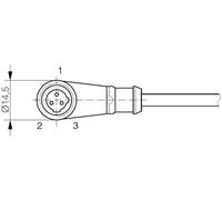 Câble de raccordement 3 pôles coudé 90° IP67 Contrinex S13-3FUW-020 623 000 940