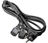 Câble de raccordement Akyga alimentation [1x Secteur femelle C13 - 2x Prise mâle + contact de protection] 1.80 m noir