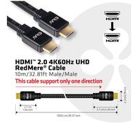 Câble de raccordement club3D HDMI Fiche mâle HDMI-A, Fiche mâle HDMI-A 10.00 m noir CAC-2313 4K UHD, ignifuge Câble HDMI
