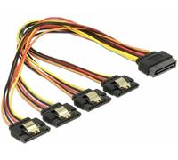 DeLock Câble SATA 15 broches mâle 4 x SATA femelle 15 broches Noir/rouge