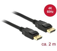 Câble de raccordement Delock DisplayPort Fiche mâle DisplayPort, Fiche mâle DisplayPort 2.00 m noir 83806 contacts dorés Câble