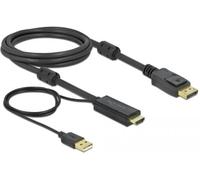 Câble de raccordement Delock DisplayPort / HDMI / USB Fiche mâle HDMI-A, USB-A mâle, Fiche mâle DisplayPort 2 m noir 85964 contacts dorés, 4K UHD Câble