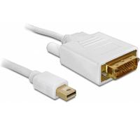 Câble de raccordement Delock Fiche mâle Mini DisplayPort, Fiche mâle DVI-D 24+1 pôles 2 m blanc 82918 contacts dorés Câble DisplayPort