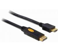 Câble de raccordement Delock HDMI / DisplayPort Fiche mâle DisplayPort, Fiche mâle HDMI-A 5 m noir 82441 torsadé, contacts dorés, blindage triple Câble