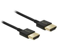 Câble de raccordement Delock HDMI Fiche mâle HDMI-A 2 m noir 84773 contacts dorés, 4K UHD, torsadé, blindage triple Câble HDMI