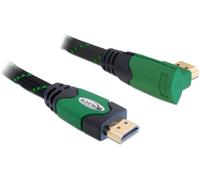 Câble de raccordement Delock HDMI Fiche mâle HDMI-A 3 m noir, vert 82953 rond, 4K UHD, contacts dorés, torsadé Câble HDMI