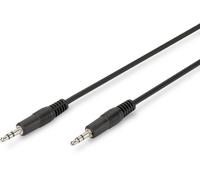 Câble de raccordement Digitus AK-510100-015-S Jack audio [1x Jack mâle 3.5 mm - 1x Jack mâle 3.5 mm] 1.50 m noir rond, non blindé
