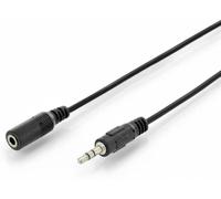 Câble de raccordement Digitus DB-510200-015-S Jack audio [1x Jack mâle 3.5 mm - 1x Jack femelle 3.5 mm] 1.50 m noir blindage simple, rond