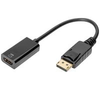 Câble de raccordement Digitus DisplayPort / HDMI Fiche mâle DisplayPort, Prise femelle HDMI-A 0.20 m noir DB-340415-002-S