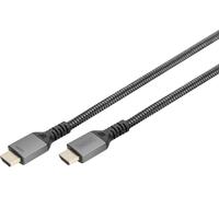 Câble de raccordement Digitus HDMI Fiche mâle HDMI-A 1 m noir DB-330200-010-S 8K UHD, connecteur aluminium, canal de retour audio, blindage double, blindage