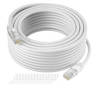 Câble de raccordement Ethernet Cat5e de 45,2 m, cordon réseau LAN RJ45 pour ordinateur, câble blanc, 1,0 Gbit/s 350 MHz UTP CCA 24 AWG, avec 15 attaches de câble