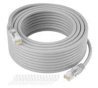 Câble de raccordement Ethernet Cat5e de 45,2 m, sans accroc, cordon RJ45 pour réseau LAN, Internet, 1,0 Gbit/s, 350 MHz, UTP CCA 24 AWG, câble Cat 5e avec 15 attaches de câble - Gris