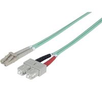 Intellinet Fiber Optic Patch Cable, OM3, LC/SC, 2m, Aqua, Duplex, Multimode, 50/125 µm, LSZH, Fibre, Lifetime Warranty, Polybag - Cordon de