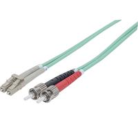 Intellinet Fiber Optic Patch Cable, OM3, ST/LC, 1m, Aqua, Duplex, Multimode, 50/125 µm, LSZH, Fibre, Lifetime Warranty, Polybag - Cordon de