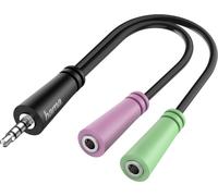 Hama Adaptateur Jack Audio (Garantie 10 ans, 1 Jack mâle 3.5mm - 2 Jacks Femelles 3.5 mm, Stéréo, pour Ordinateur, MacBook, Tablette, Smartphone, Garantie 10ans) Noir/Vert/Rose