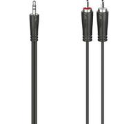 Hama Câble Jack 3,5 mm - 2x CINCH (RCA, mini Jack 3,5mm, avec des matériaux flexibles, 1,5m) noir
