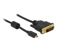 Câble adaptateur Delock HDMI / DVI Fiche mâle HDMI-Micro-D, Fiche mâle DVI-D 24+1 pôles 2.00 m noir 83586 avec noyau en ferrite