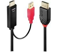 Câble de raccordement LINDY Fiche mâle DisplayPort, Fiche mâle HDMI-A, USB-A mâle 5.00 m noir, rouge 41428 Câble HDMI