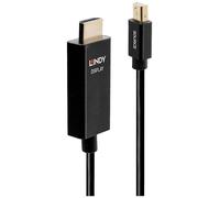 Câble de raccordement LINDY Fiche mâle Mini DisplayPort, Fiche mâle HDMI-A 0.50 m noir 40920 Câble DisplayPort