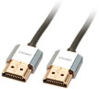 Câble de raccordement LINDY HDMI Fiche mâle HDMI-A, Fiche mâle HDMI-A 1.00 m gris 41671 4K UHD, conducteur OFC, rond, blindage double, extrêmement fin,
