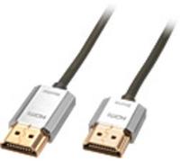 Câble de raccordement LINDY HDMI Fiche mâle HDMI-A, Fiche mâle HDMI-A 4.50 m gris 41676 4K UHD, conducteur OFC, rond, blindage