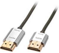 Câble de raccordement LINDY HDMI Fiche mâle HDMI-A, Fiche mâle HDMI-A 4.50 m gris 41676 4K UHD, conducteur OFC, rond, blindage double, extrêmement fin,