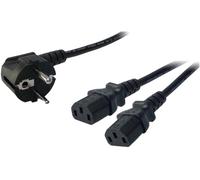 Câble de raccordement LogiLink alimentation [1x Prise mâle coudée + contact de protection - 2x Secteur mâle C13] 1.70 m noir