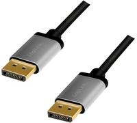 LogiLink Câble DisplayPort 1.2 – fiche mâle‑mâle 2,0 m noir/gris