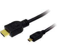 Câble de raccordement LogiLink HDMI Fiche mâle HDMI-A, Fiche mâle HDMI-Micro-D 1.00 m noir CH0030 4K UHD Câble HDMI