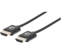 Câble de raccordement Manhattan HDMI Fiche mâle HDMI-A, Fiche mâle HDMI-A 0.50 m noir 394406 4K UHD, canal de retour audio Câble