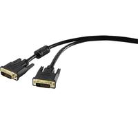 Câble de raccordement Renkforce DVI Fiche mâle DVI-D 24+1 pôles, Fiche mâle DVI-D 24+1 pôles 1.80 m noir RF-4212195 avec noyau en ferrite, contacts dorés Câble