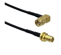 Câble de raccordement RF RG174 coudé (prise mâle RP-SMA vers fiche femelle RP-SMA) for traversée de cloison, de 10 cm à 3 m.(6FT)