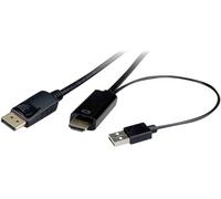 Câble de raccordement Roline HDMI / DisplayPort / USB Fiche mâle DisplayPort, Fiche mâle HDMI-A, USB-A mâle 3.00 m noir 11.04.5993 blindé Câble HDMI