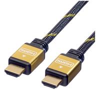 Câble de raccordement Roline HDMI Fiche mâle HDMI-A 5.00 m noir, or 11.04.5505 4K UHD, blindage double, contacts dorés Câble HDMI