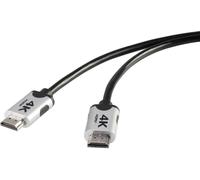 Câble de raccordement SpeaKa Professional HDMI Fiche mâle HDMI-A 1.00 m noir SP-6344128 4K UHD, canal de retour audio, contacts dorés Câble HDMI