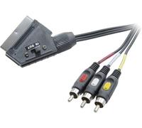 Câble de raccordement SpeaKa Professional SP-7869848 [1x péritel mâle - 3x Cinch-RCA mâle] 2.00 m noir avec commutateur-inverseur