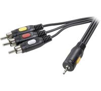 Câble de raccordement SpeaKa Professional SP-7869872 [1x Jack mâle 2.5 mm - 3x Cinch-RCA mâle] 2.50 m noir