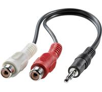 Câble de raccordement Value 11.99.4340 Jack audio [1x Jack mâle 3.5 mm - 2x Cinch-RCA femelle] 0.20 m noir blindé