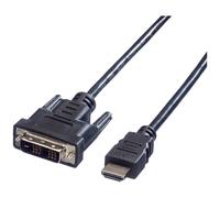 Câble de raccordement Value DVI / HDMI Fiche mâle DVI-D 18+1 pôles, Fiche mâle