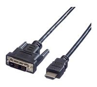 Câble de raccordement Value DVI / HDMI Fiche mâle DVI-D 18+1 pôles, Fiche mâle