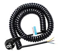Câble de rallonge avec protection - 7 m - Câble en spirale - Câble en plastique - Câble d'extension IP20 pour l'intérieur avec prise Schuko - Câble d'alimentation Schuko - 230 V/16 A - Noir