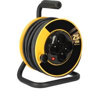 Câble de rallonge KOTARBAU® Petit 3x1mm2 25 m Avec tambour et disjoncteur thermique à 4 positions Mis à la terre avec câble en caoutchouc Support en acier l'équipement parfait pour votre cave