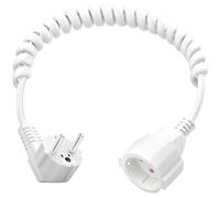 Câble de Rallonge Schuko 3 x 1,0 mm², Câble Spiralé à Contact de Protection Extensible de 0,6m à 2 m Max,câble d'extension IP20 pour la Maison,Le Bureau