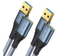 Cable de Rallonge USB 3.0, [2M+2M, 2 Paquet] USB Male vers Femelle Rallonge Cable Transfert de Données à Grande Vitesse 5Gbps Pour Console de Jeu, Imprimante, Webcam, Clavier USB, Lecteur Flash