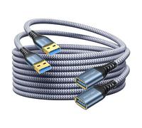 Cable de Rallonge USB 3.0, [3M+3M, 2 Paquet] USB Male vers Femelle Rallonge Cable Transfert de Données à Grande Vitesse 5Gbps Pour Console de Jeu, Imprimante, Webcam, Clavier USB, Lecteur Flash